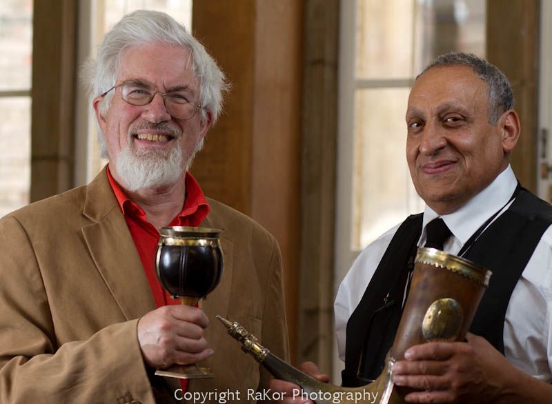 Oliver with the coconut cup and the aurochs horn.