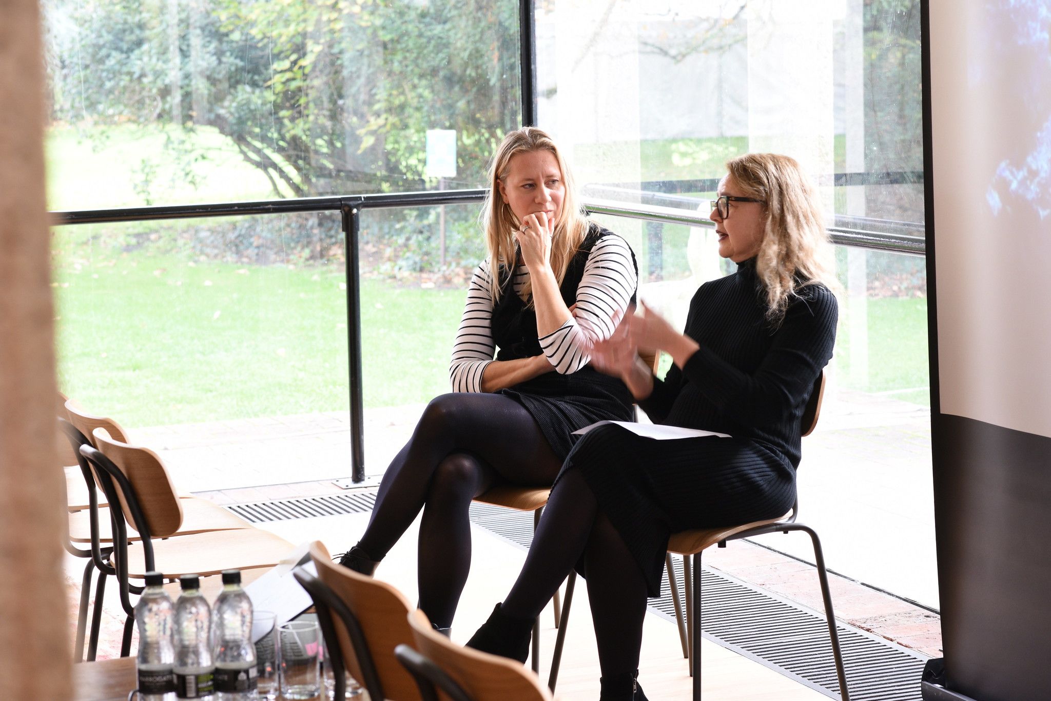 Emma Wilson and Elisabelle McNeill (m.2002) speaking at the sixteenth anniversary of Leckhampton