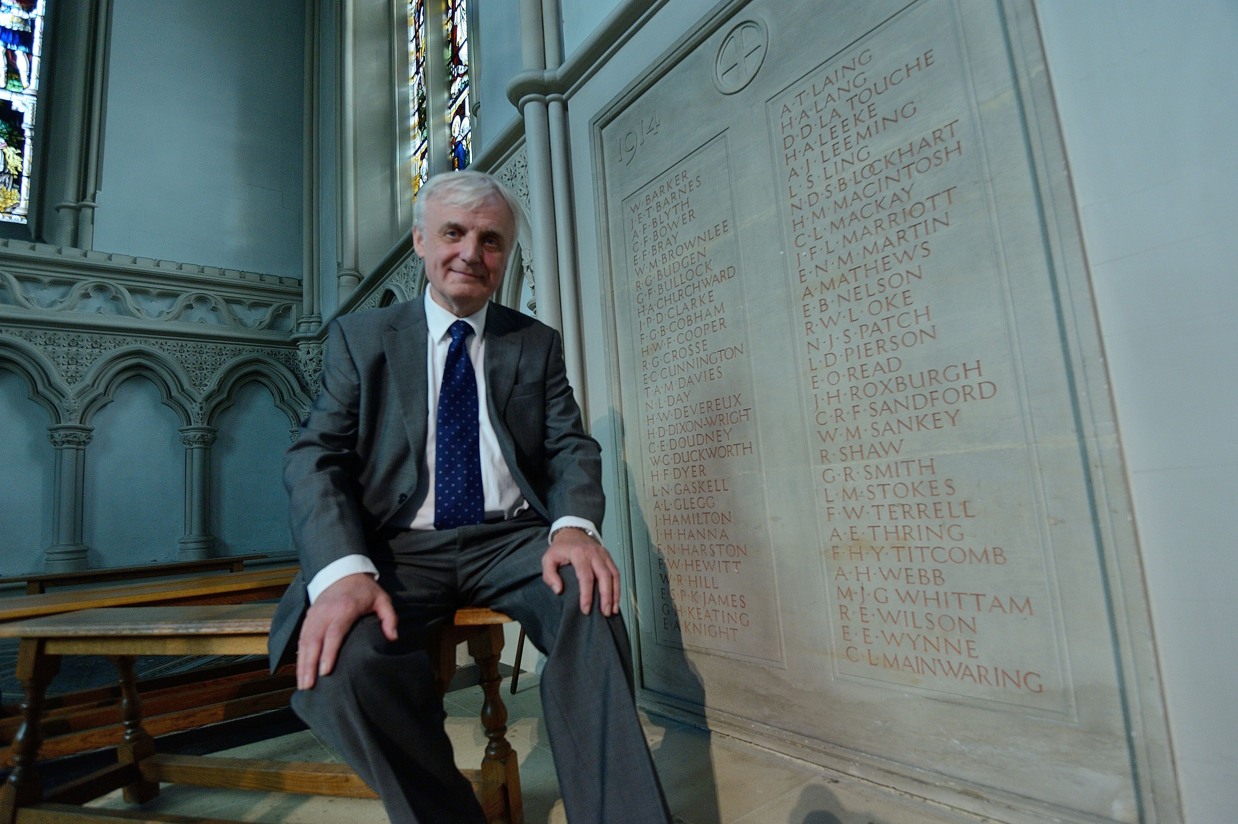 At the war memorial in Chapel; Peter ensured that seven missing names were added to the memorial in 2024.