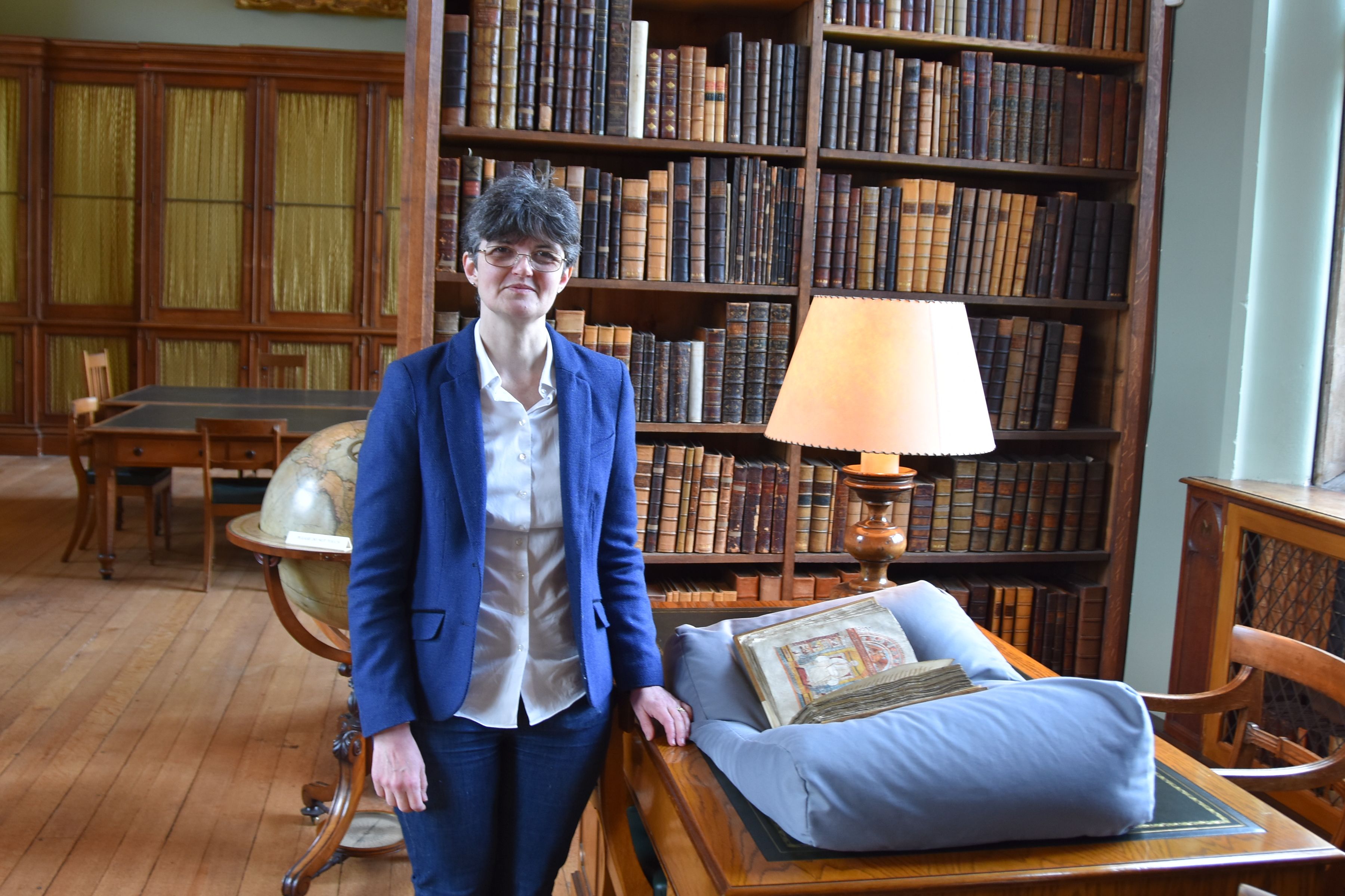 Philippa with the Augustine Gospels.