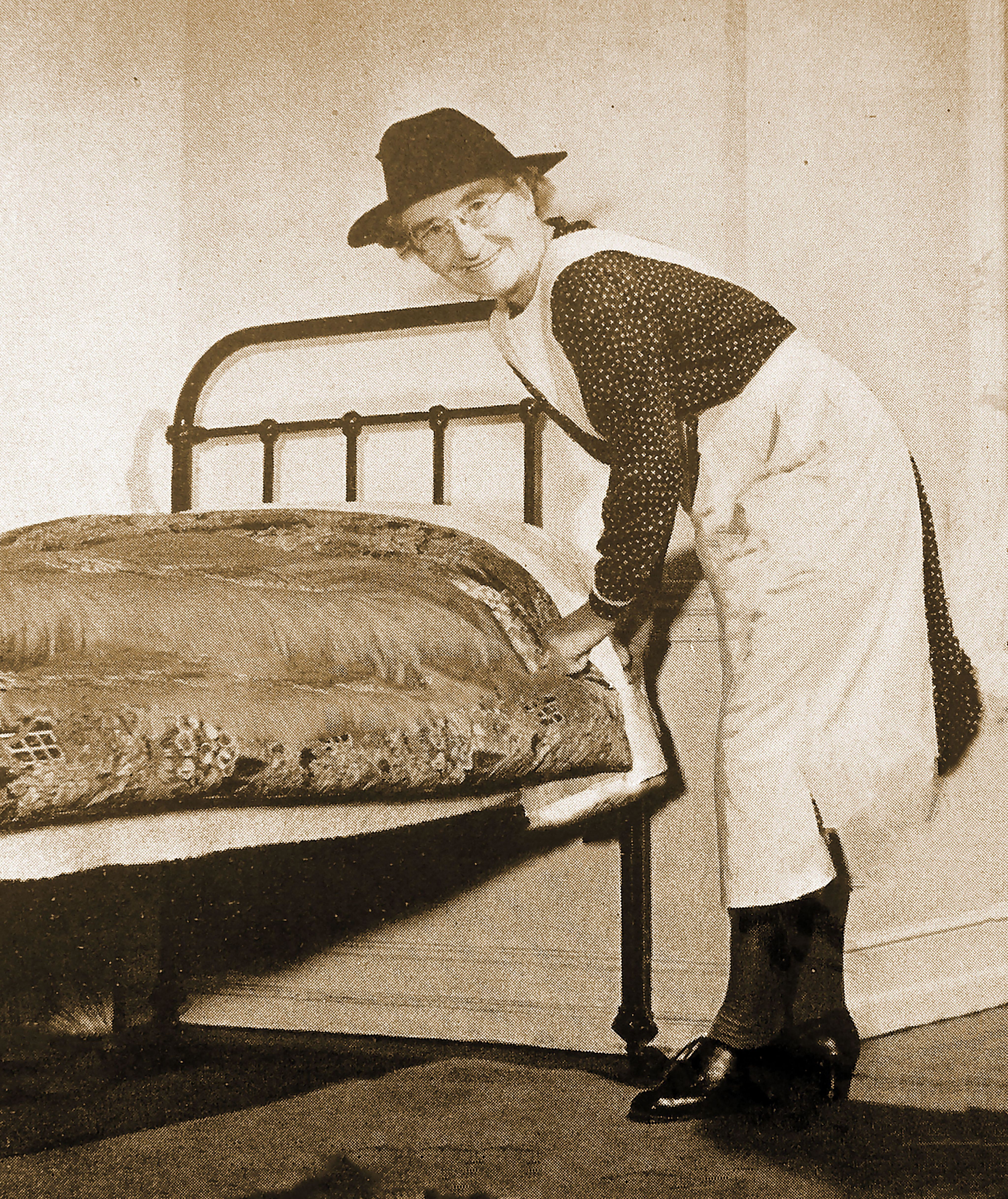 Mrs Mercy Reynolds, Bedmaker at Emmanuel College Cambridge, c 1945.